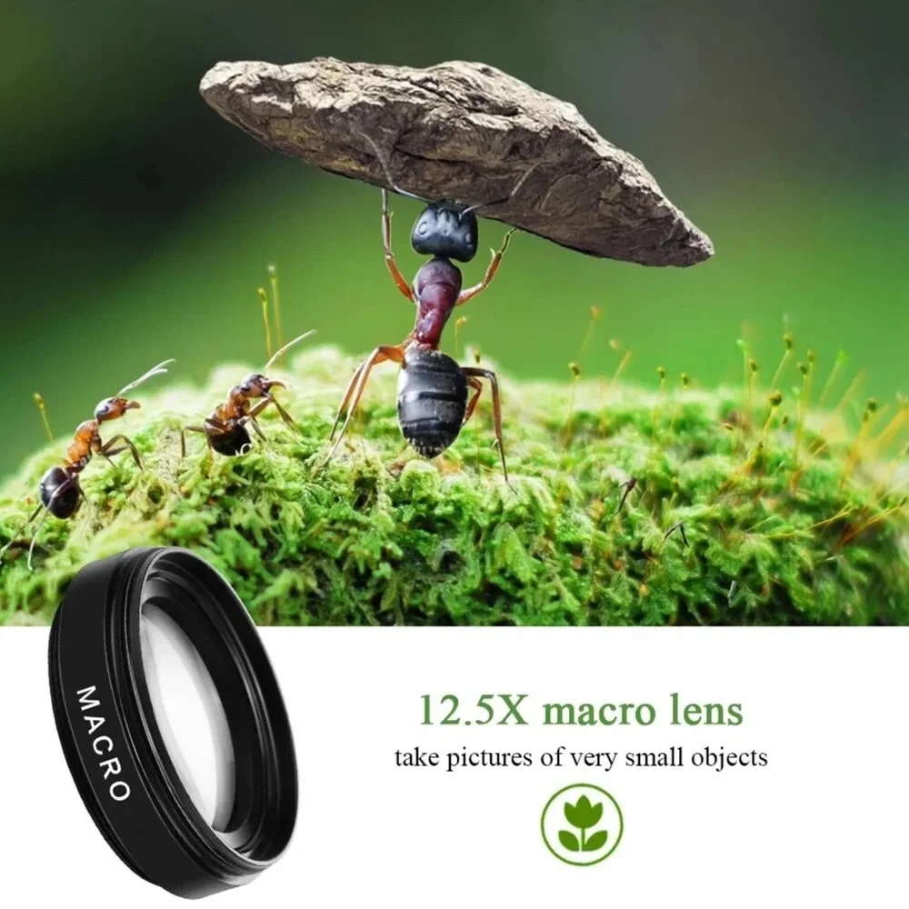 Macro HD Camera Lens 2 in 1 Mobile Phone 0.45 Times Ultra Wide Angle 12.5 Times